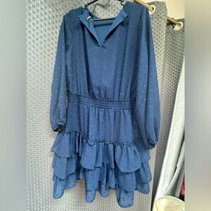 Midnight Blue dress with Ruffles.